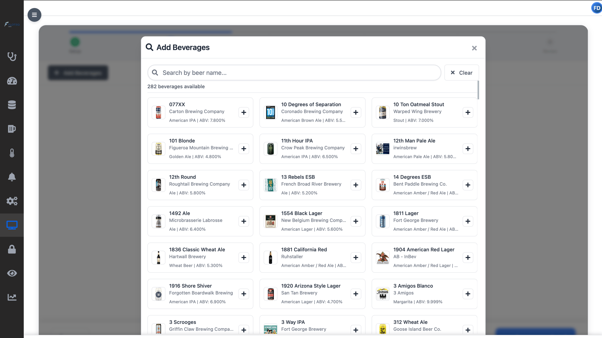 FloBoard Beverage Selector