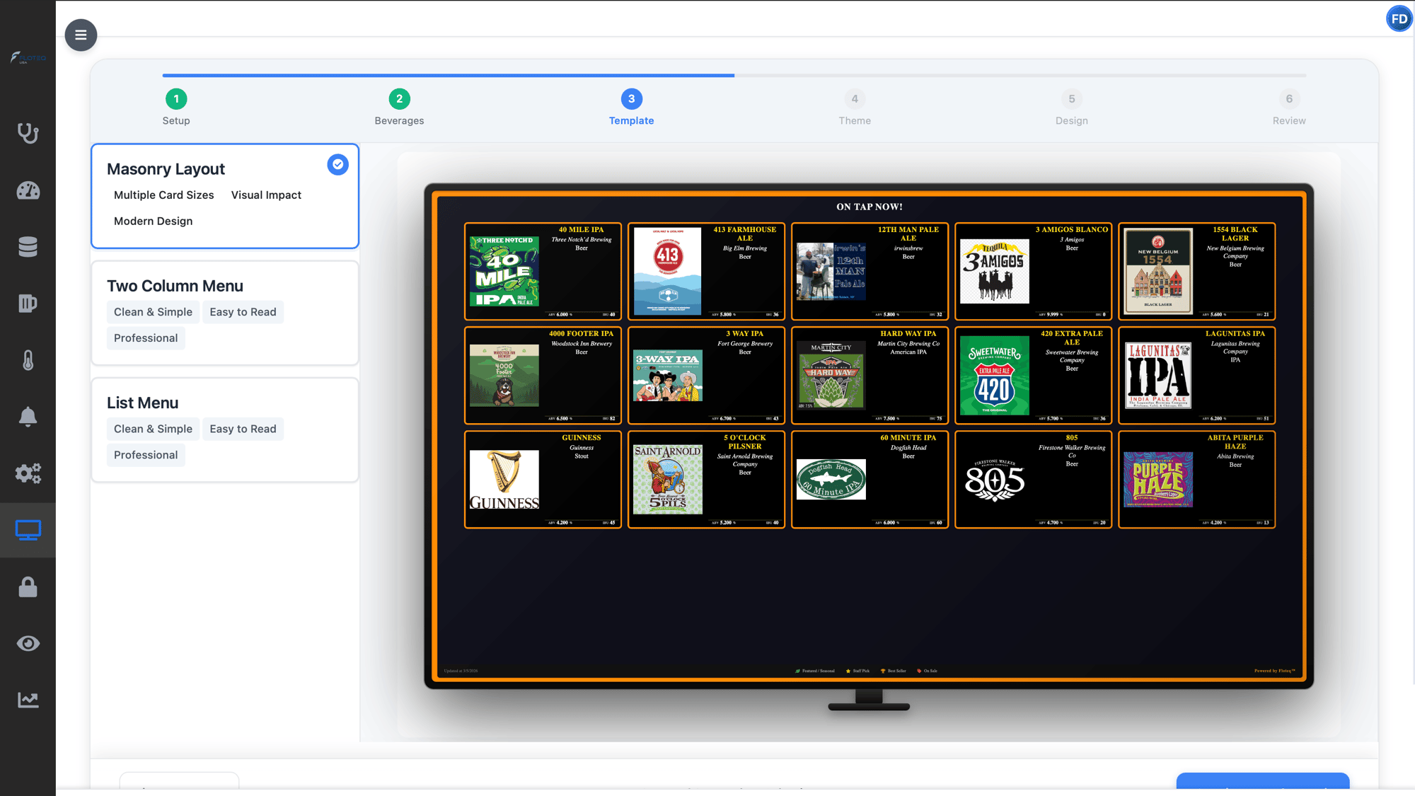 FloBoard Template Selection